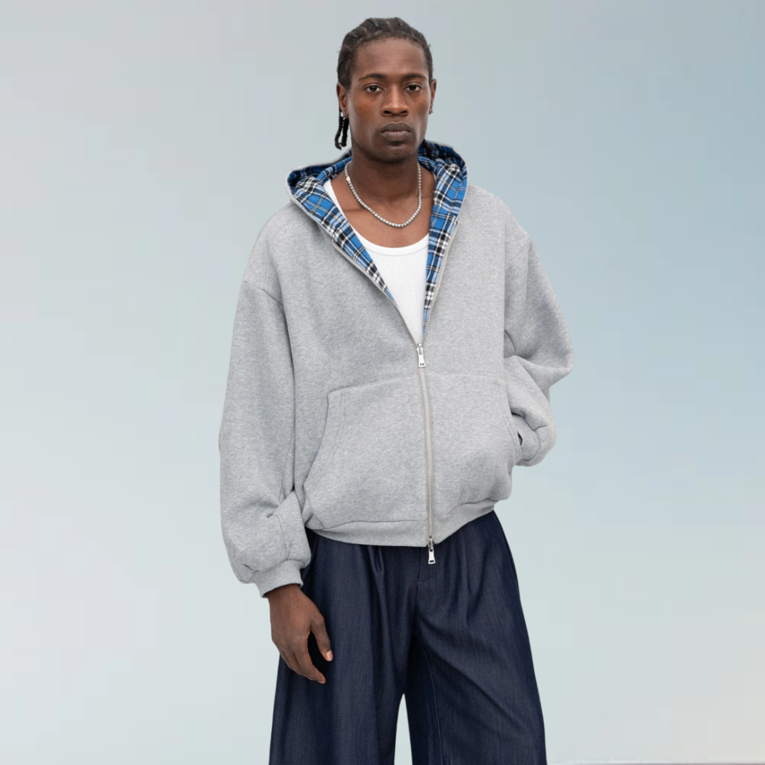 American Double-Sided Zip Up Hoodie