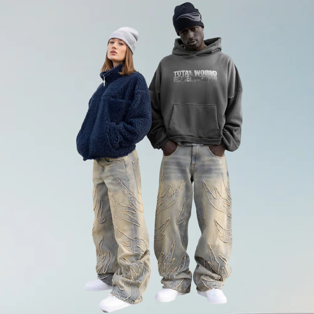 Patched Baggy Jeans