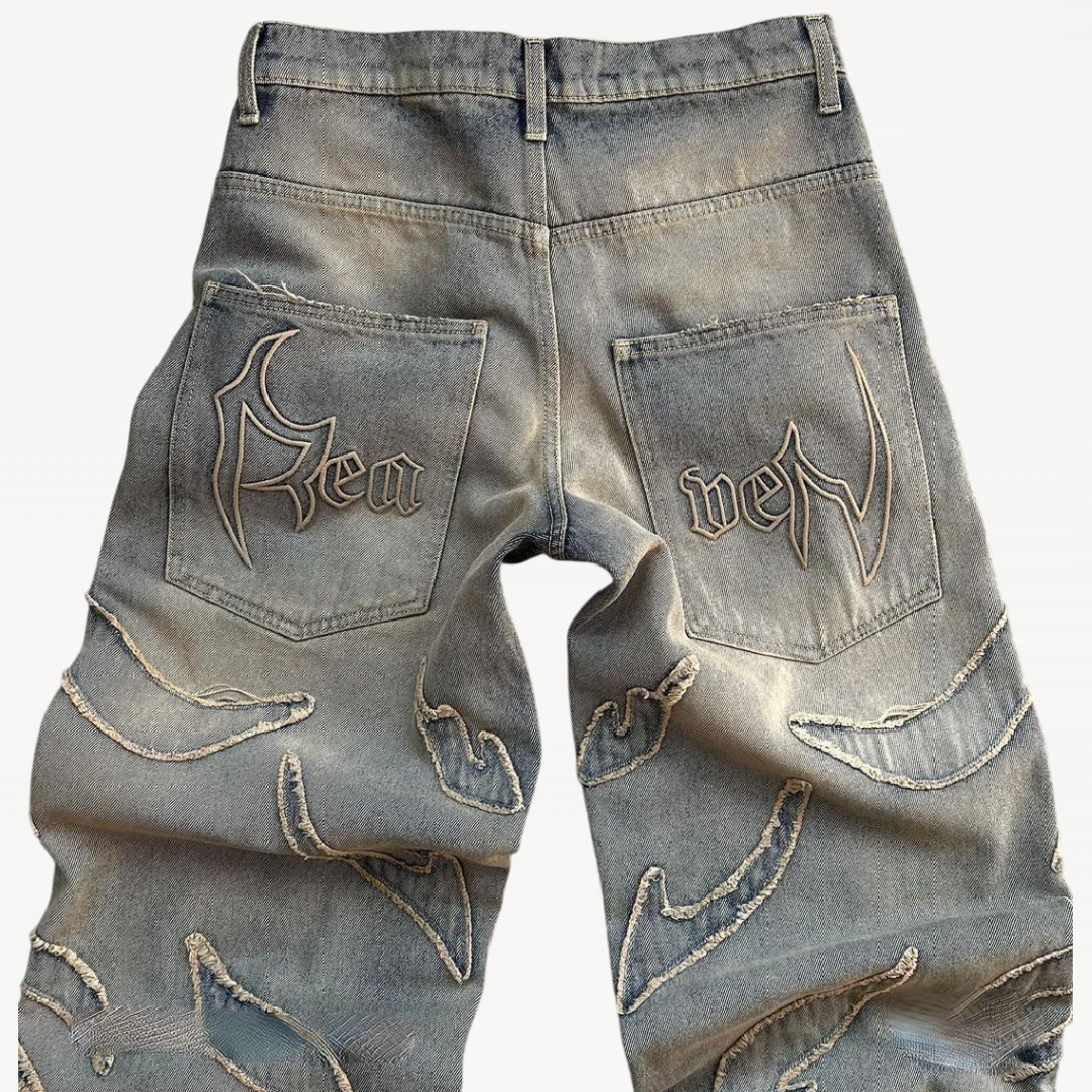 Patched Baggy Jeans