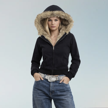 Fur Zip Up Hoodie