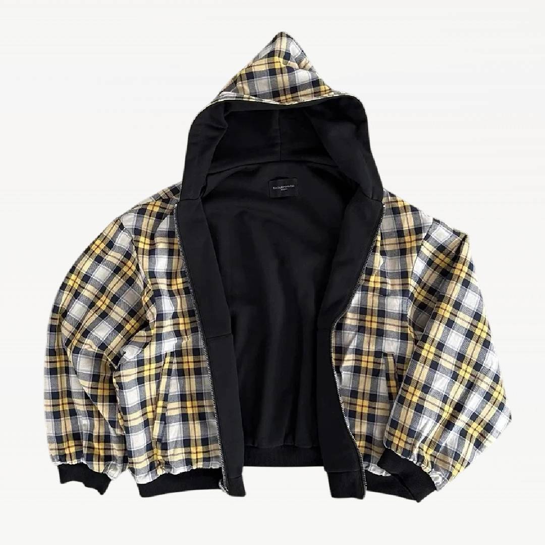 Double-Sided Black Zip Up Hoodie
